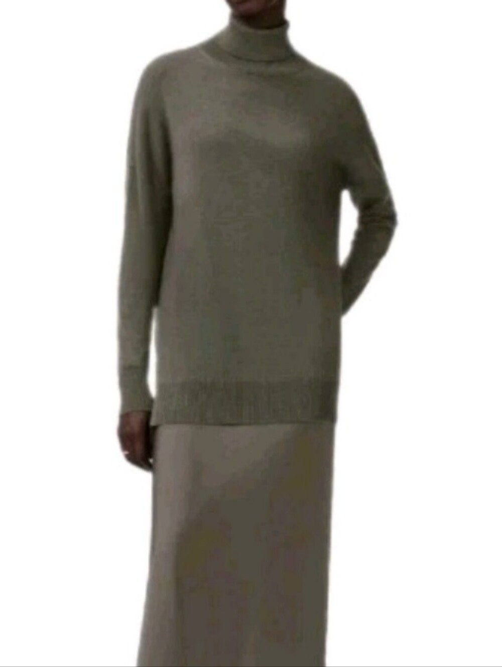 AllSaints Juno Olive Long Sleeve Turtleneck Sweater